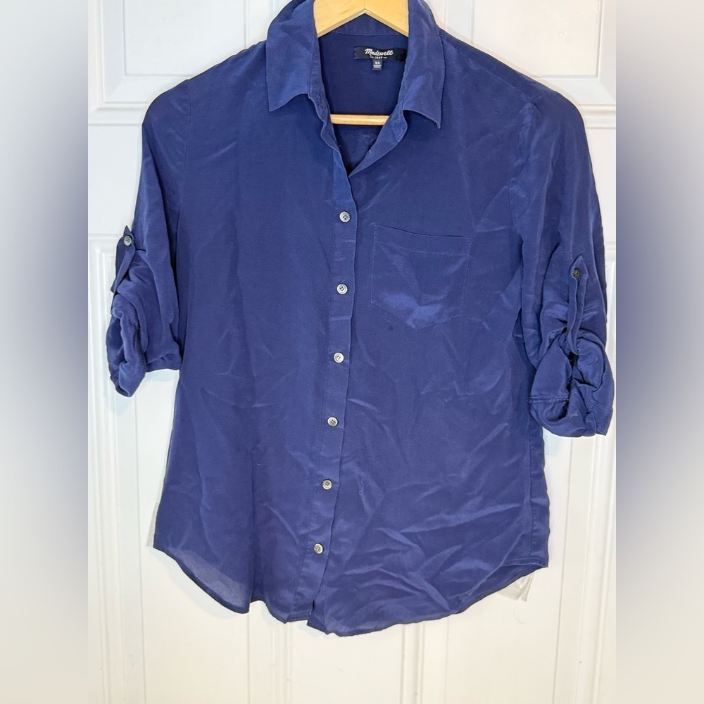 Madewell Blue Buttoned Relaxed Top